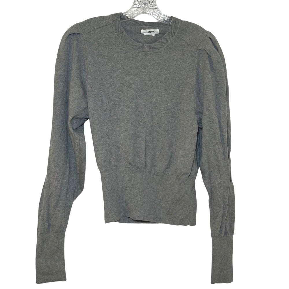 Isabel Marant Etoile Chiara Grey Puff Sleeve Wool Cotton Sweater 40 PU1510